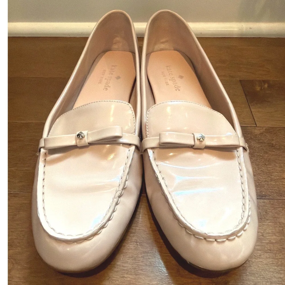Kate Spade Danika Loafers Womens 8B Pink Patent Leather Bow Driving Shoes Preppy